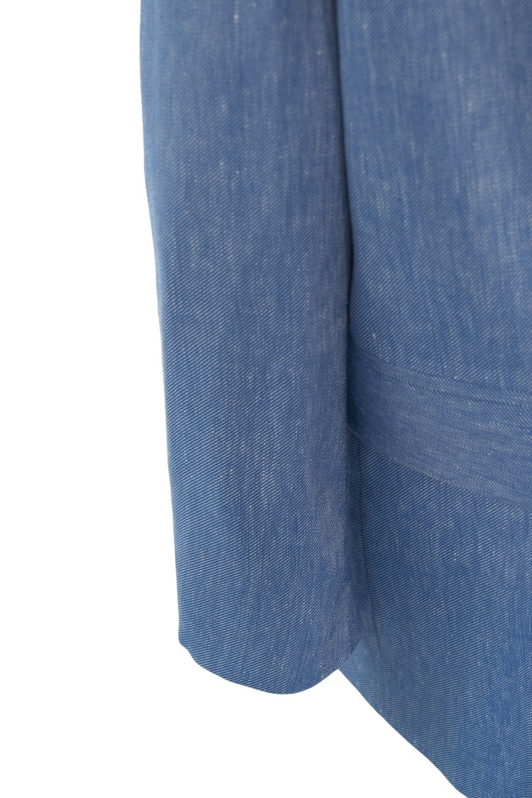 Kaos Linen Blend Blazer With Double-breasted Closure In Blue
