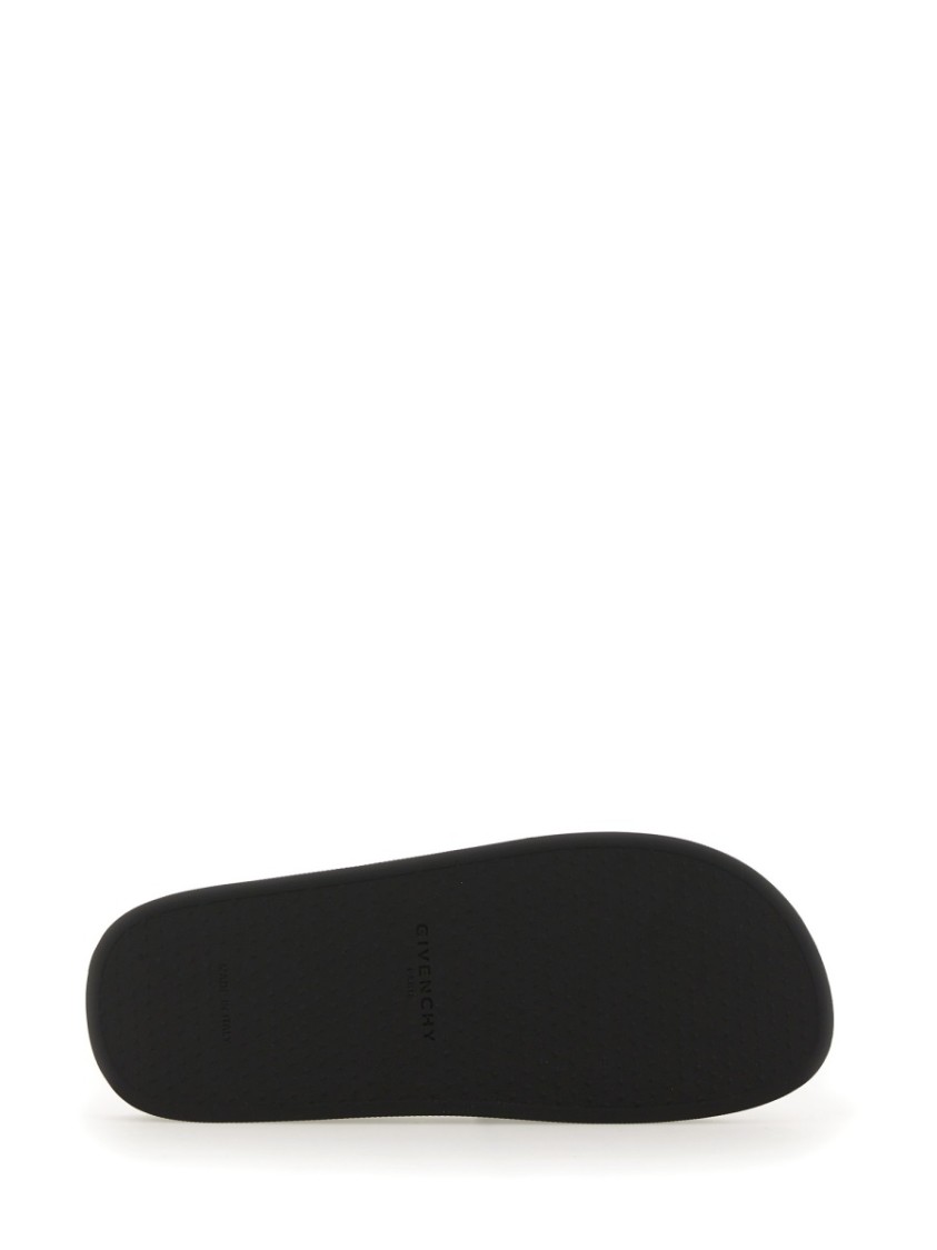 Givenchy Black Flat Slides With Logo In Polyurethane Man