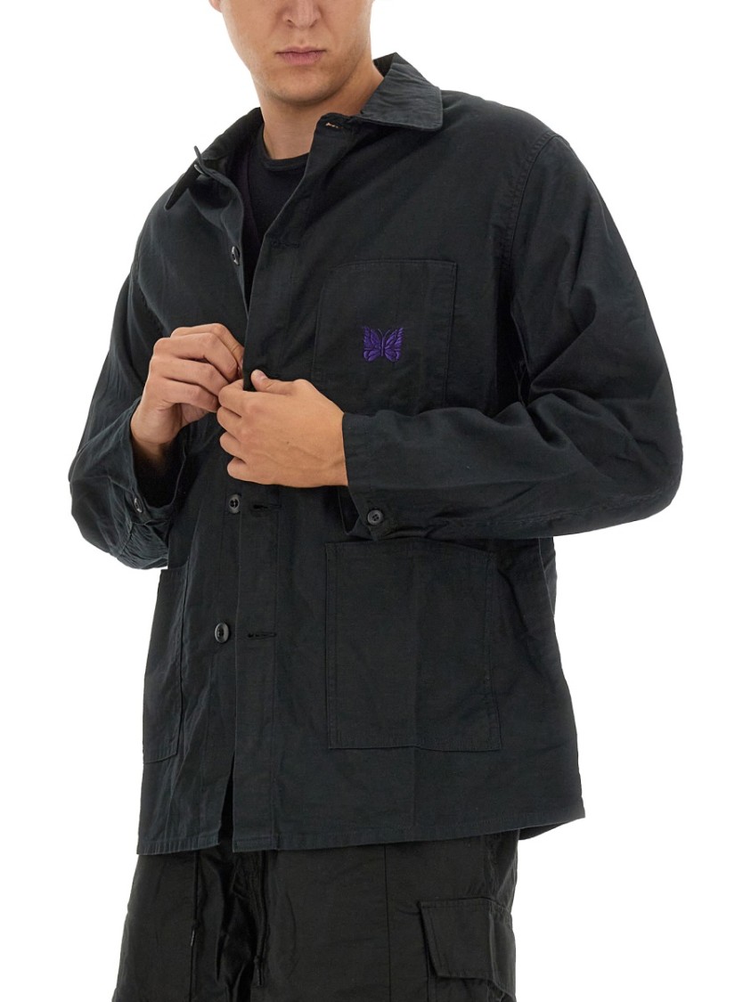 Shop Needles Button-up Shirt With Butterfly Logo