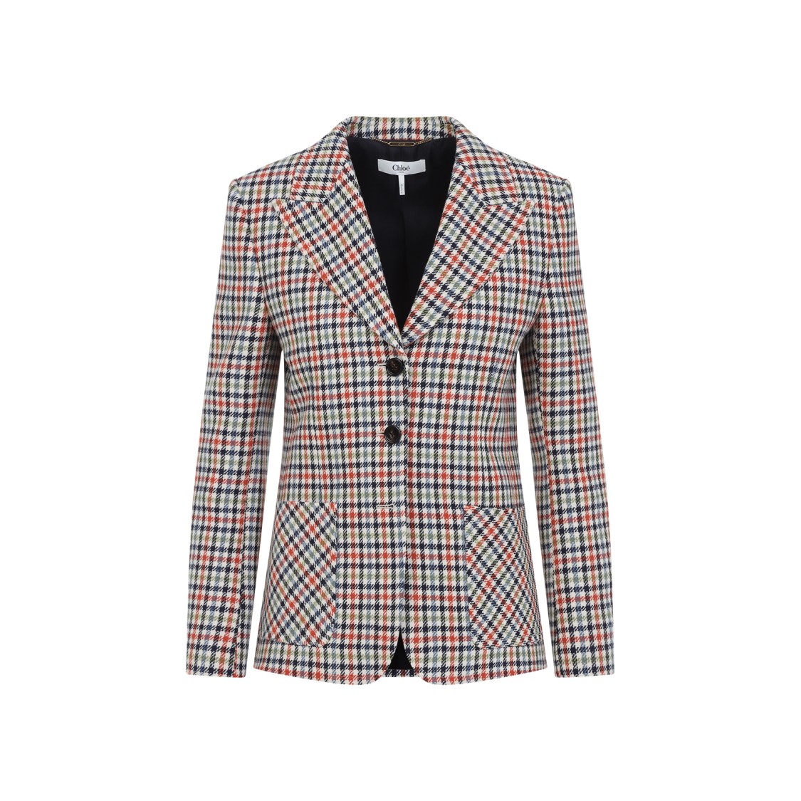 Chloé Chloe Checked Wool-blend Blazer In Neutral