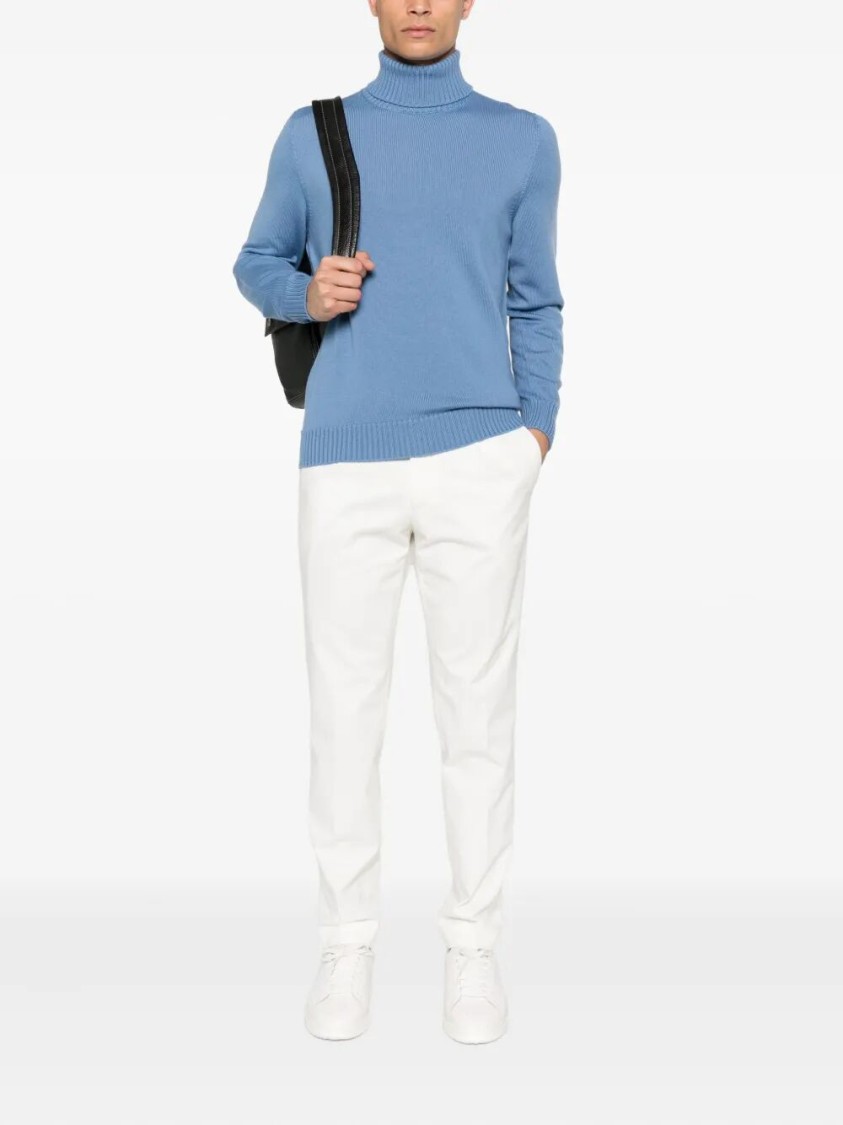Drumohr Long Sleeve Turtle-neck Sweater In Blue
