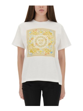 送料関税込 ◆VERSACE◆UNDERWATER BAROQUE T-SHIRT Underwater Barocco Silk Shirt Green,Multicolor | VERSACE CA