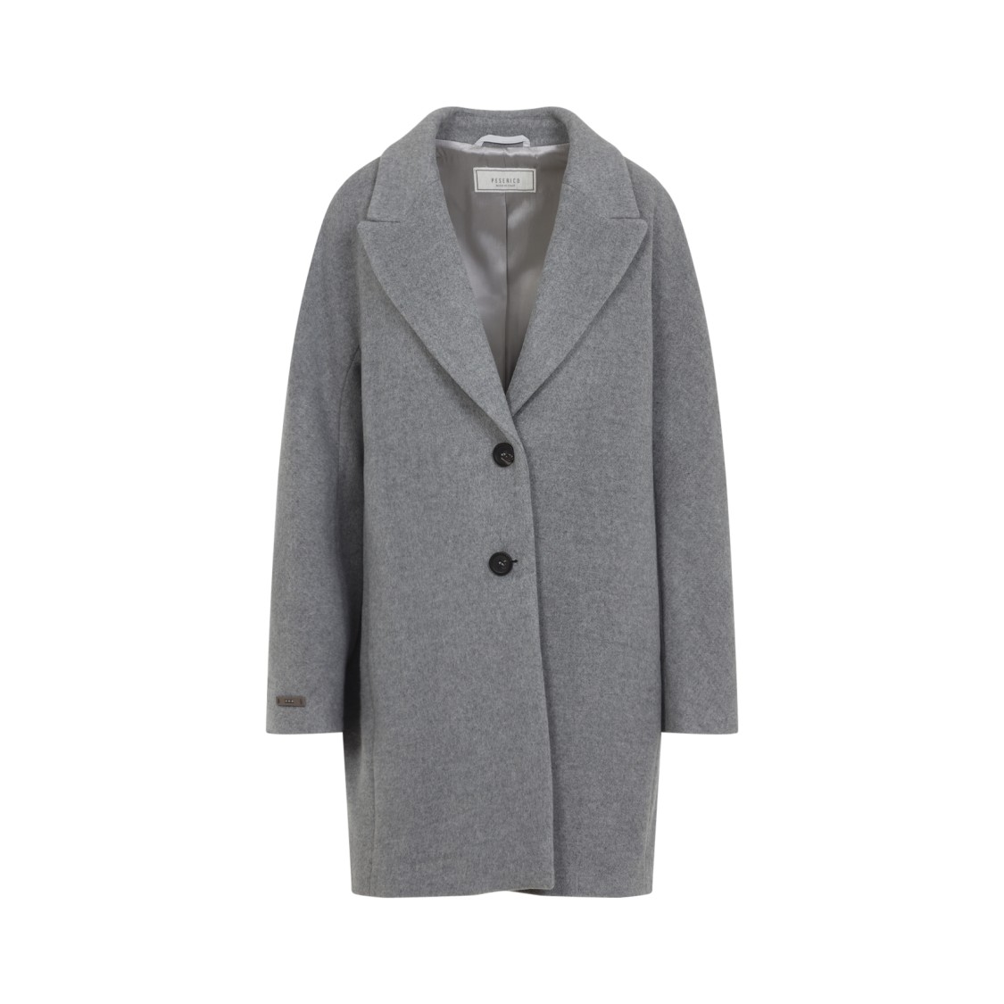 Peserico Mid-length Grey Coat With Notched Lapel In Gray