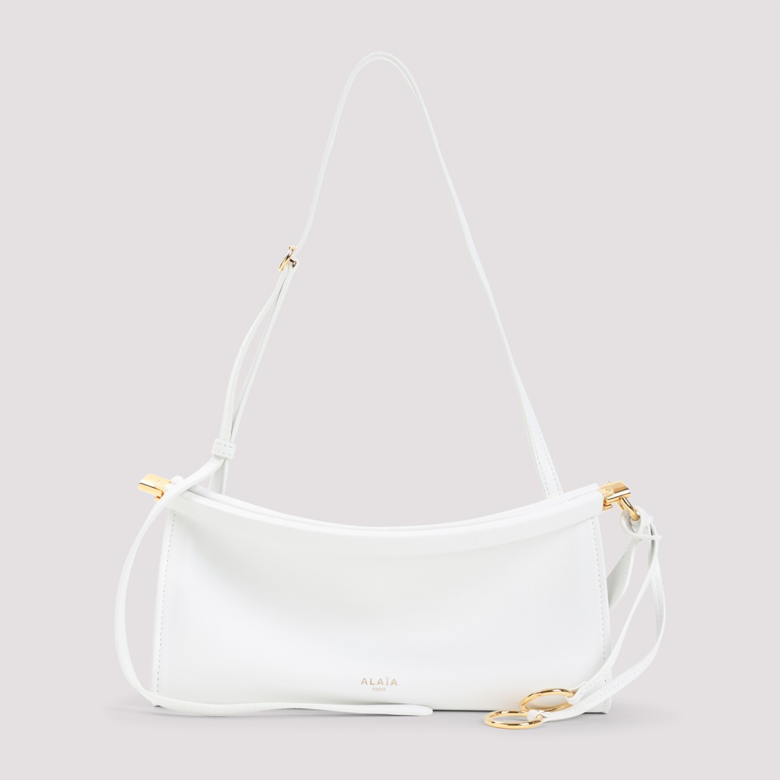 Shop Alaïa East West S White Calf Leather Shoulder Bag