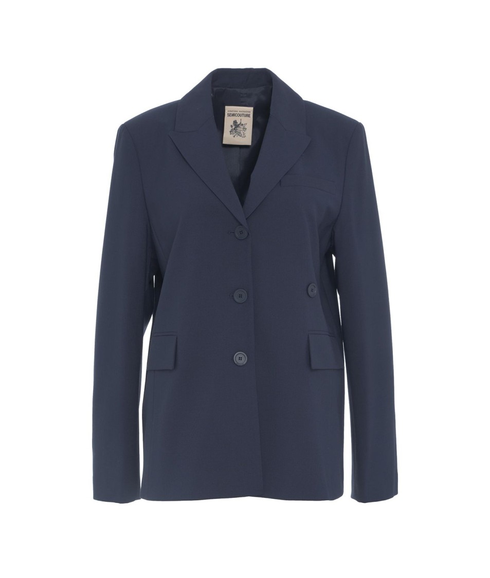 SEMICOUTURE SEMI COUTURE SINGLE-BREASTED BLAZER IN VIRGIN WOOL BLEND