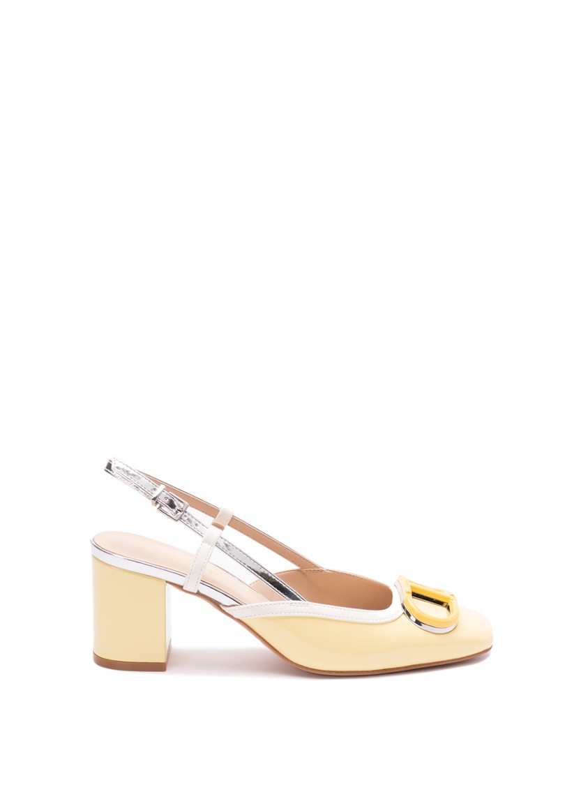Twinset Twin-set Pointed Toe Slingbacks With Heel In Yellow