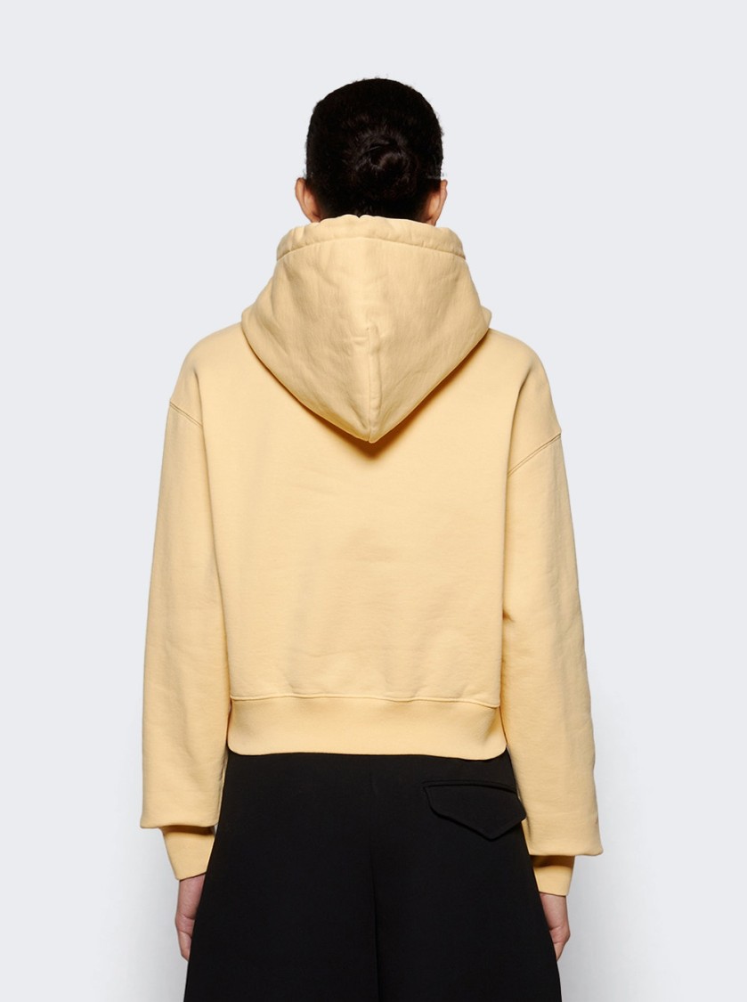 Jacquemus Cotton Hoodie With Drawstring Hood And Ribbed Details In Neutrals