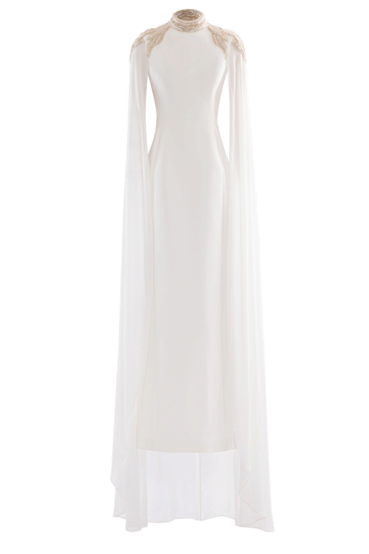 Shop Saiid Kobeisy Embellished Crepe Kaftan