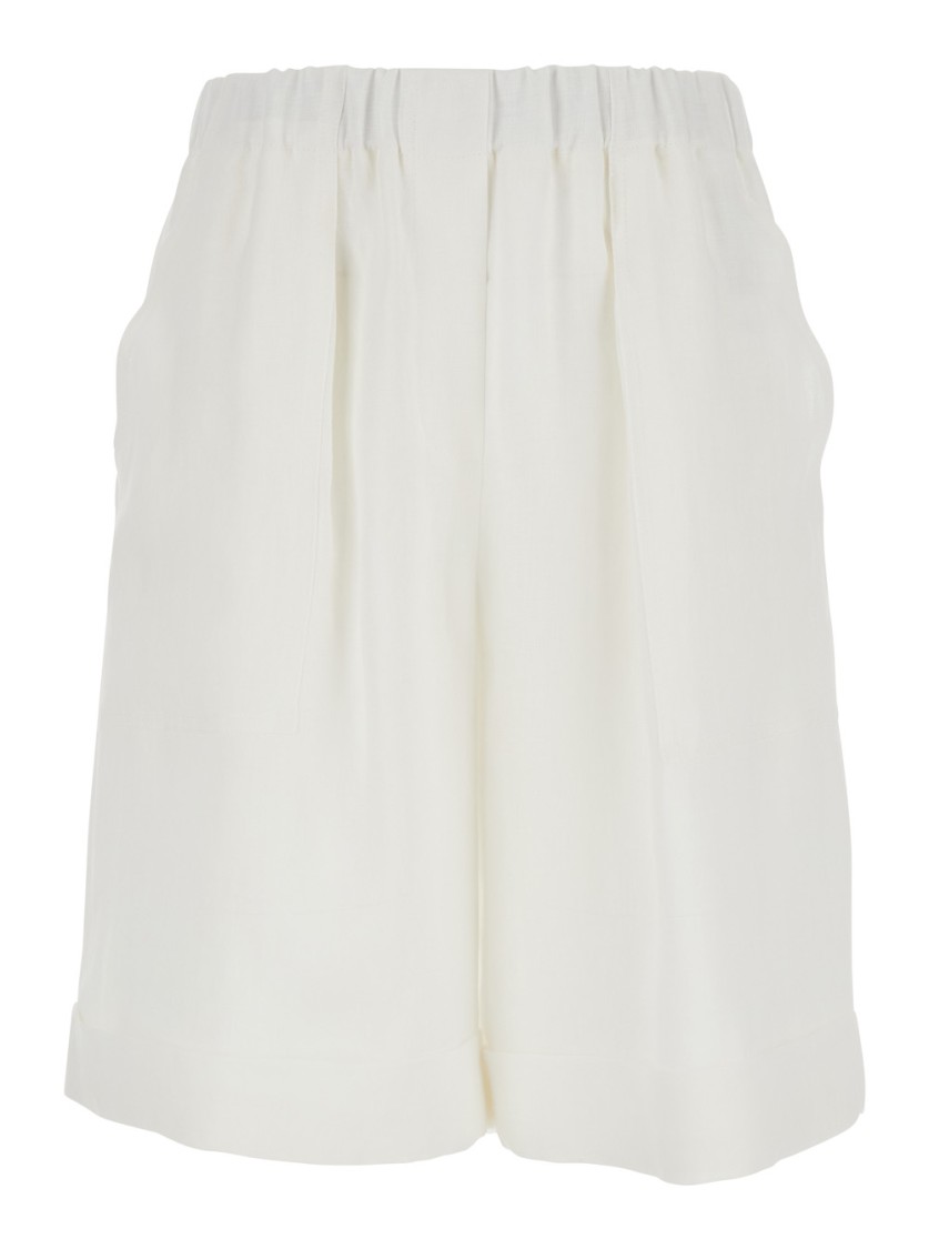 Antonelli White Bermuda Shorts With Elastic Waist