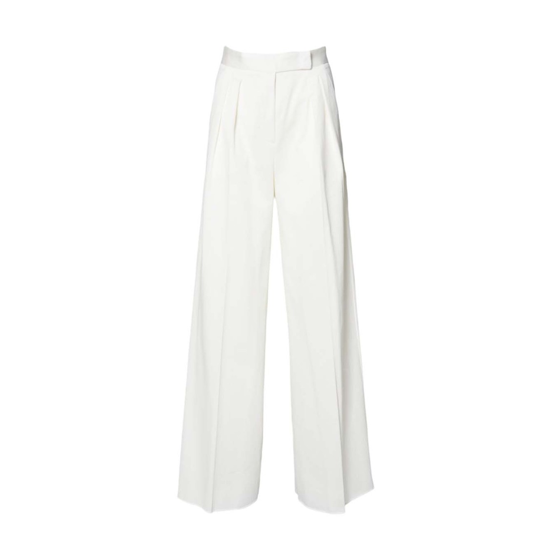 Max Mara Chenzia Wide Trousers In White Pinstriped Jacquard Cotton In White