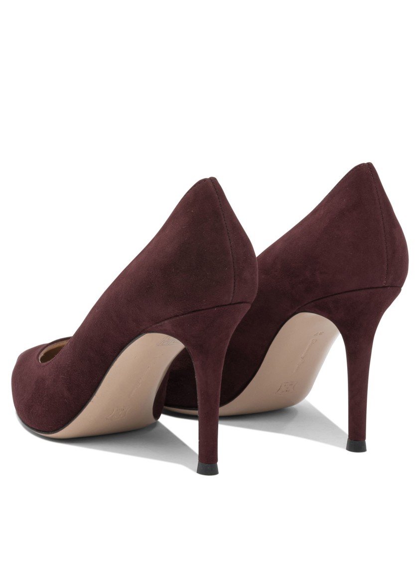 Gianvito Rossi Pointed Toe Burgundy Suede Pumps In Burgundy