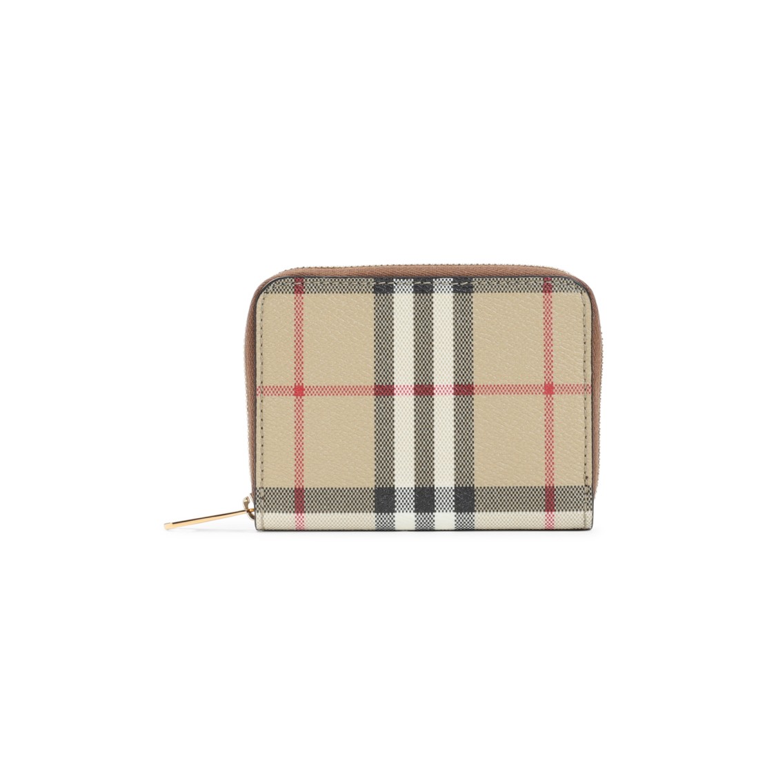 Burberry Structured Check Pattern Wallet With Zip Closure In Neutral