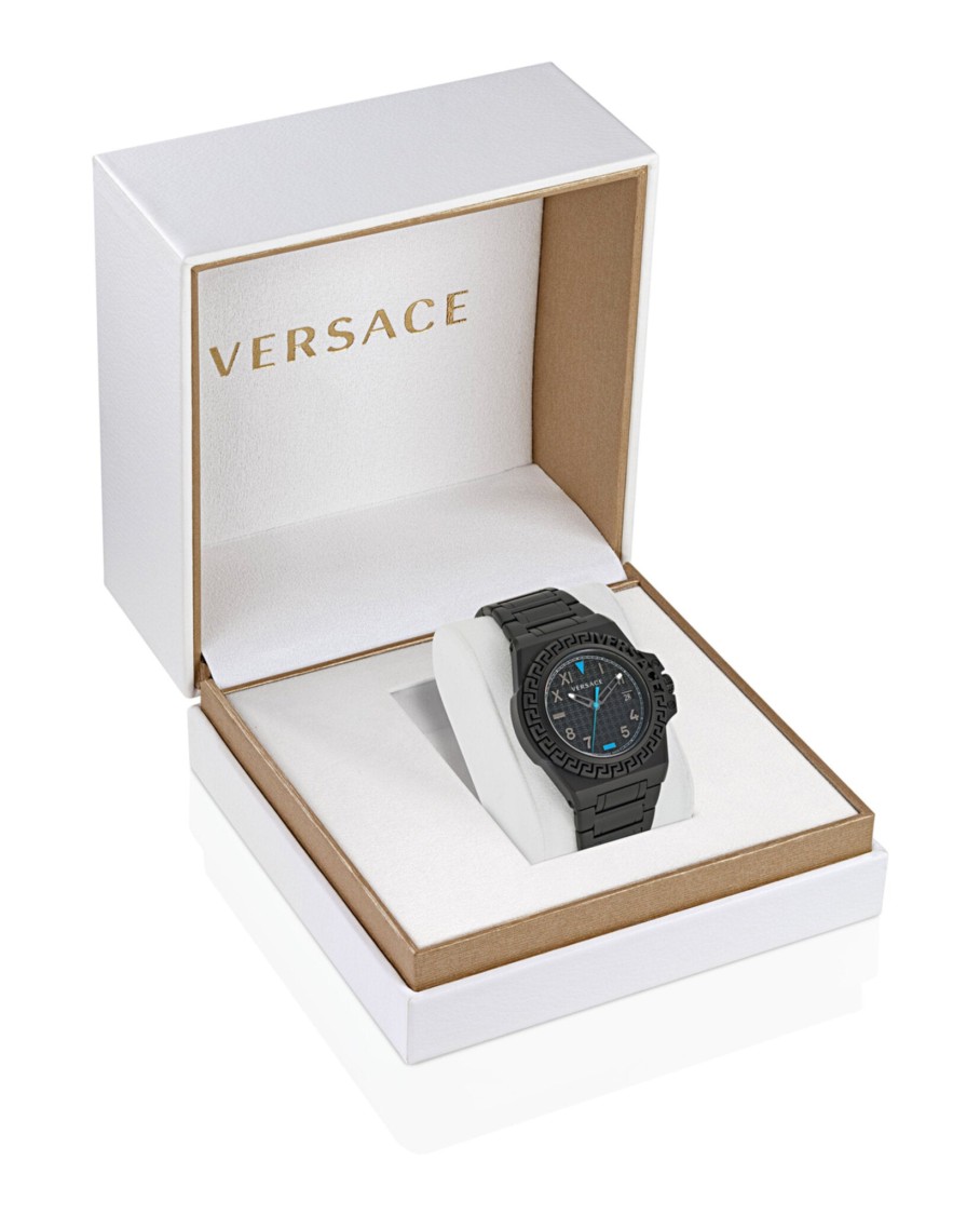 Versace Greca Reaction Bracelet Watch In Black