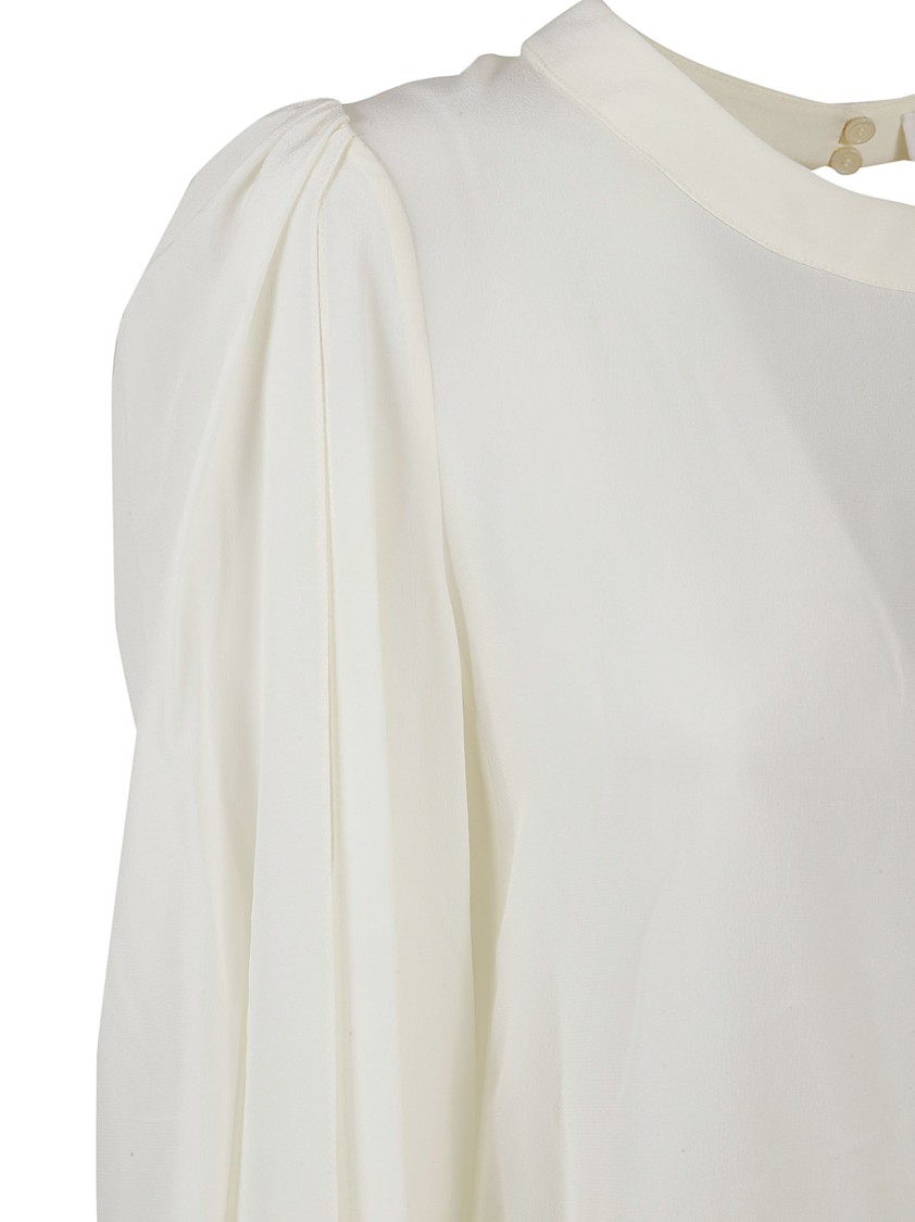 Chloé Relaxed-fit Silk Shirt With Billowy Sleeves In White