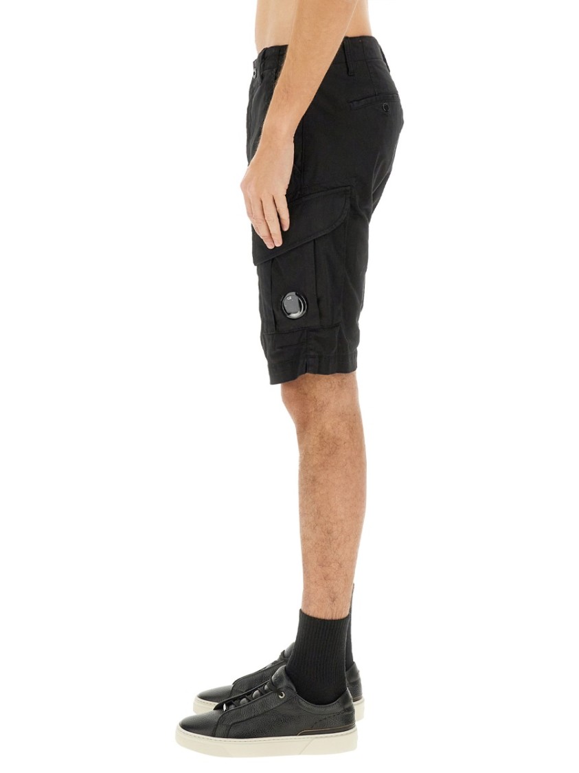 Shop C.p. Company Knee-length Cargo Shorts In Black