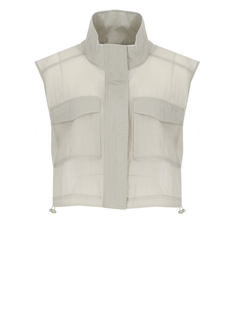 Shop Pinko Grey High Neck Sleeveless Gilet