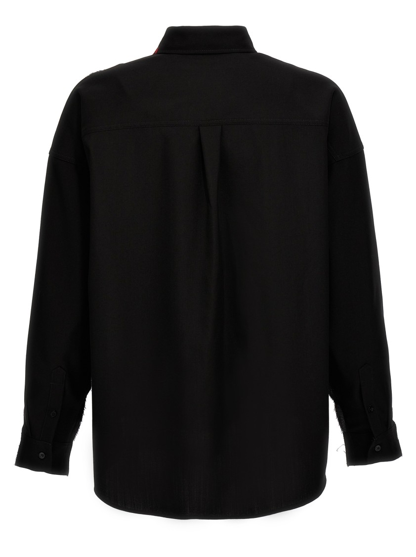 Marni Cool Wool Shirt With Contrast Stitching Shirt And Blouse Black In Black