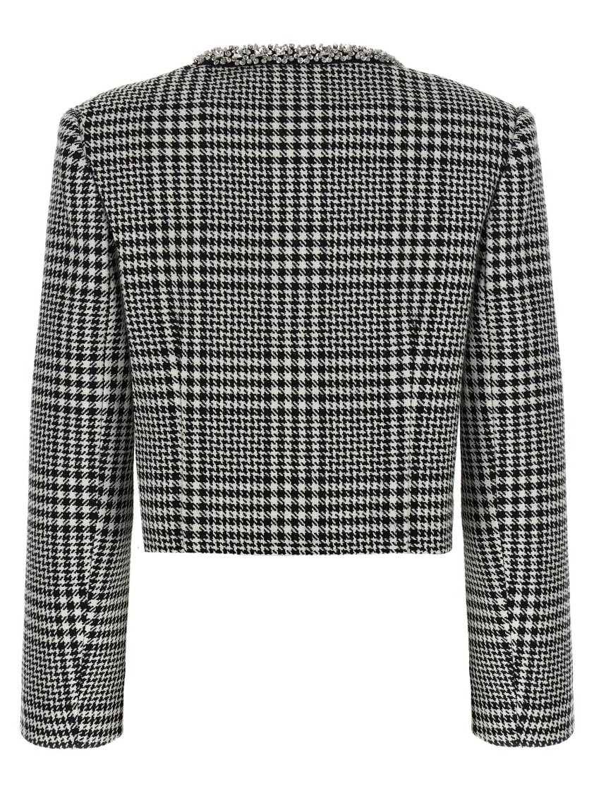Self-portrait Houndstooth Crystal Trim Blazer