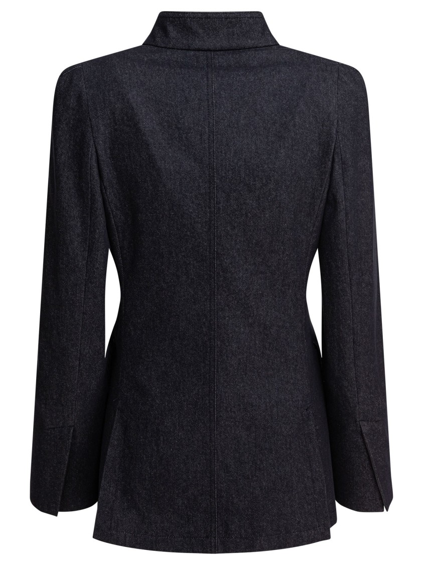 Max Mara Denim-effect Blazer With Stand-up Collar In Black