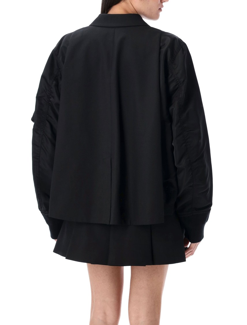 Sacai Suiting X Nylon Twill Jacket In Black | ModeSens