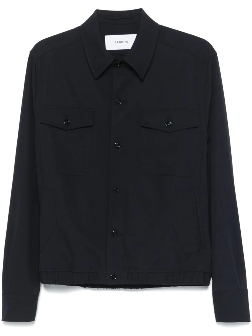 Lardini Black Jacket With Button-up Front And Tailored Cuffs