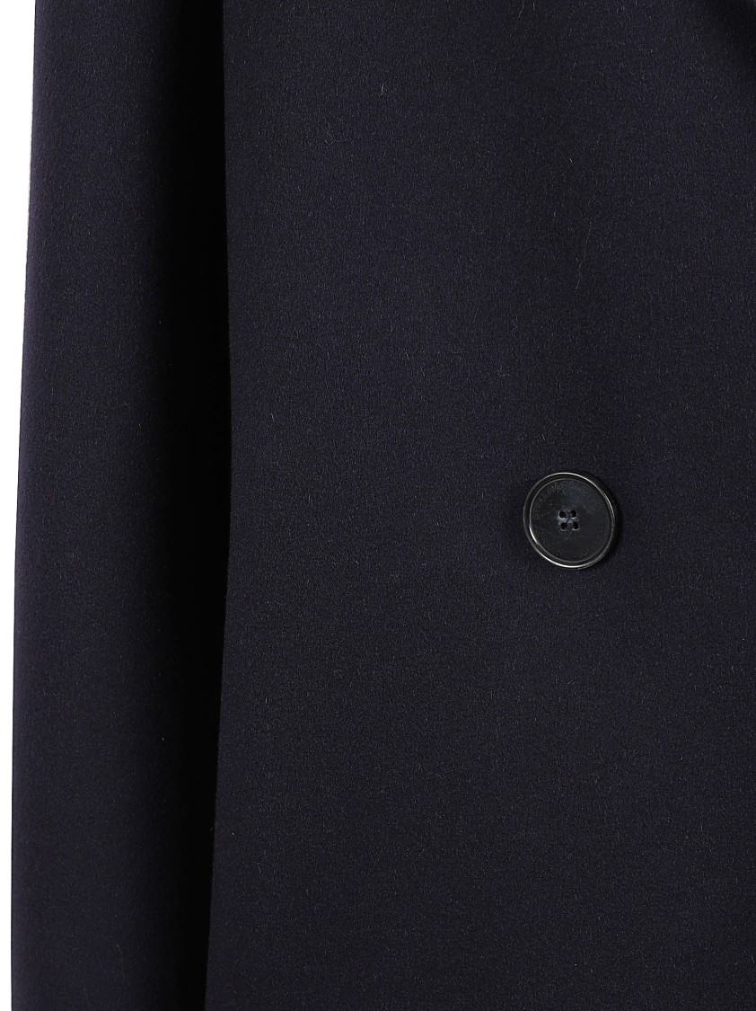Stella Mccartney Double-breasted Black Wool Coat In Blue
