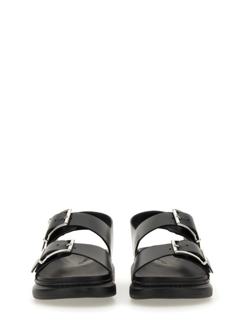 Shop Alexander Mcqueen Leather Sandal In Black