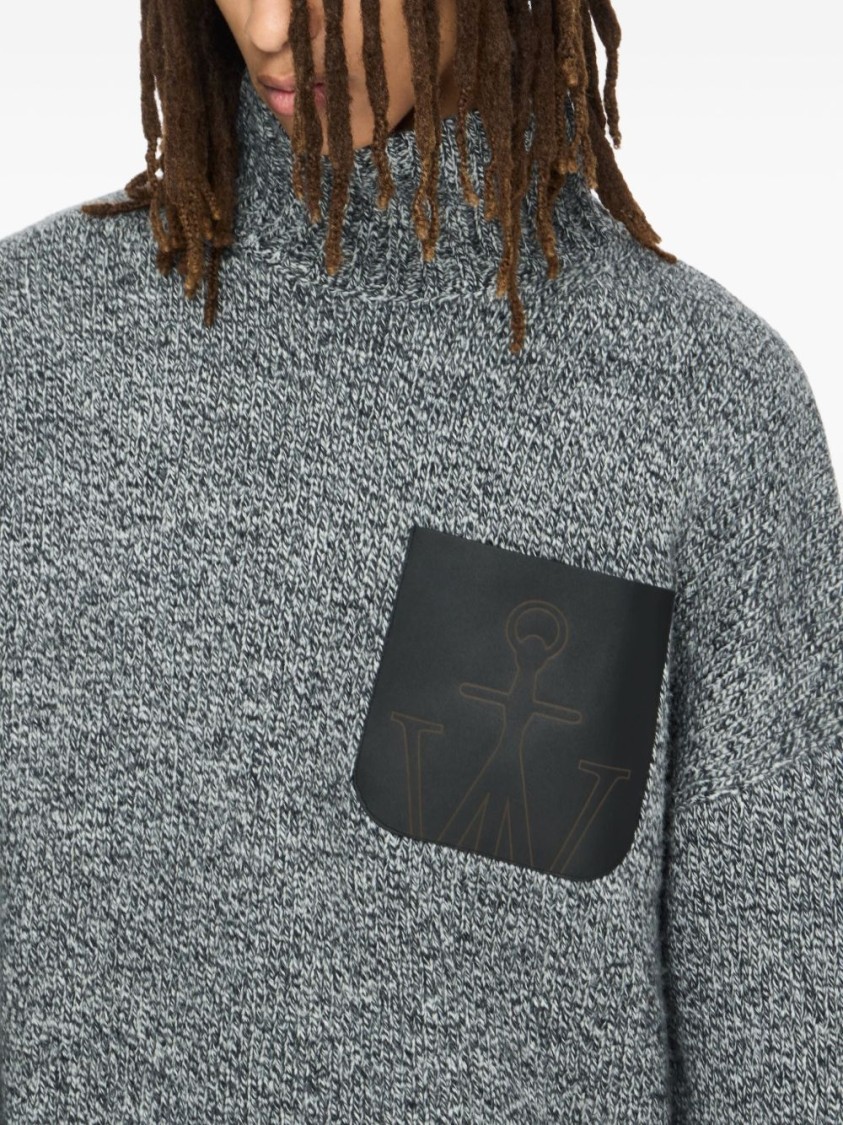 Jw Anderson J. W. Anderson High Neck Grey Sweater In Gray