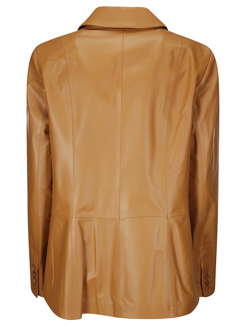 1972 Desa Leather Double-breasted Blazer In Brown