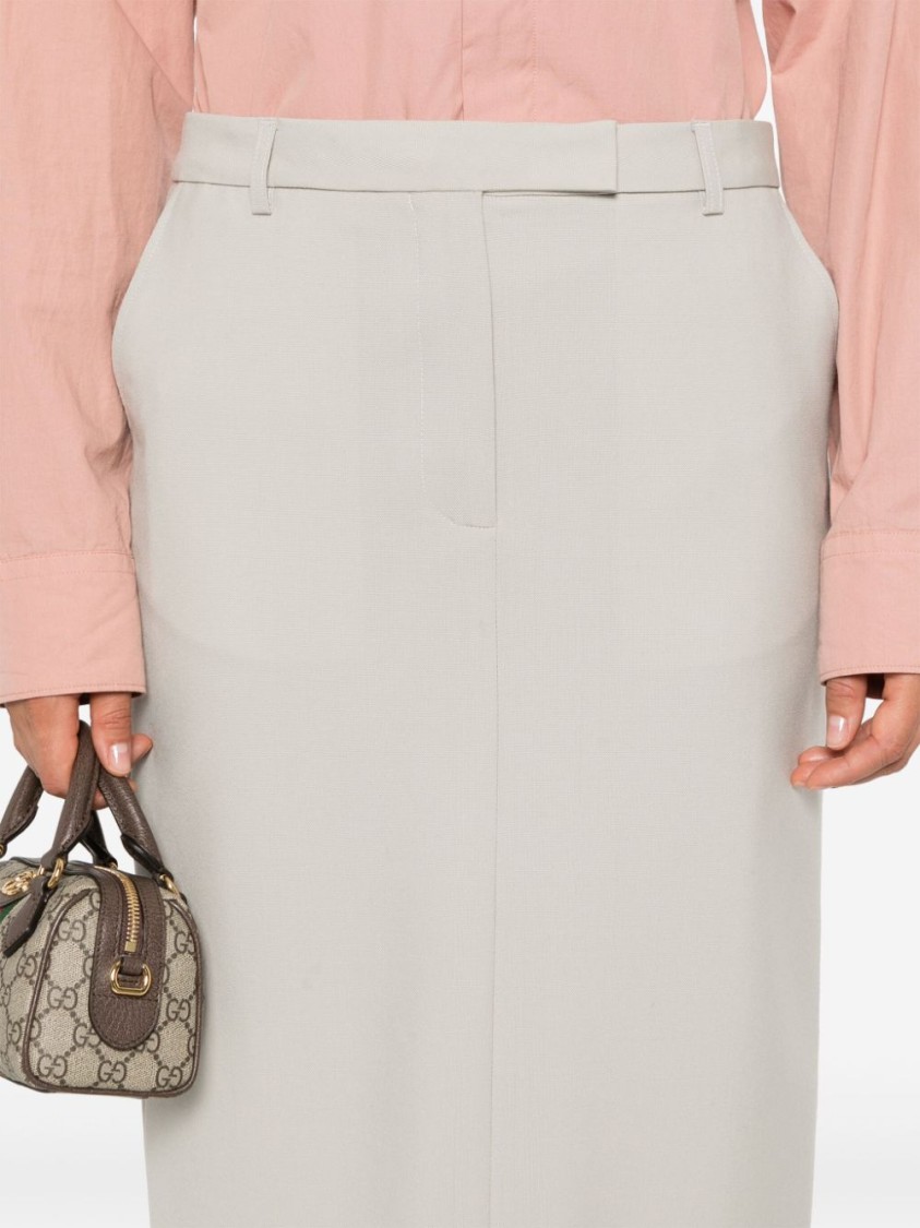 スカート OFFICINE GENERALE Women Mid Skirts W24WSKT153 STONE Grey Officine Generale Light Grey Wool Skirt In White | ModeSens