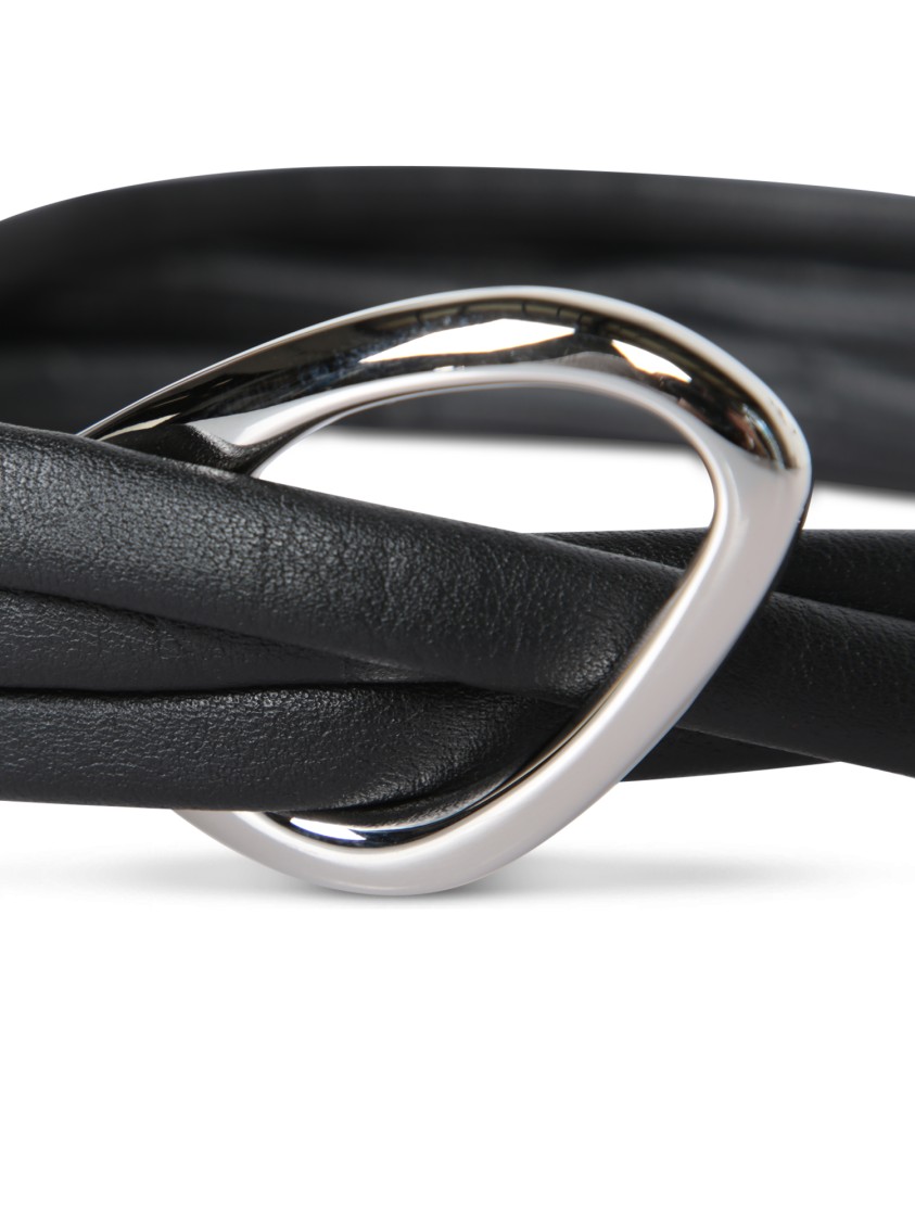 Orciani Braided Black Leather Belt With Silver-toned Buckle