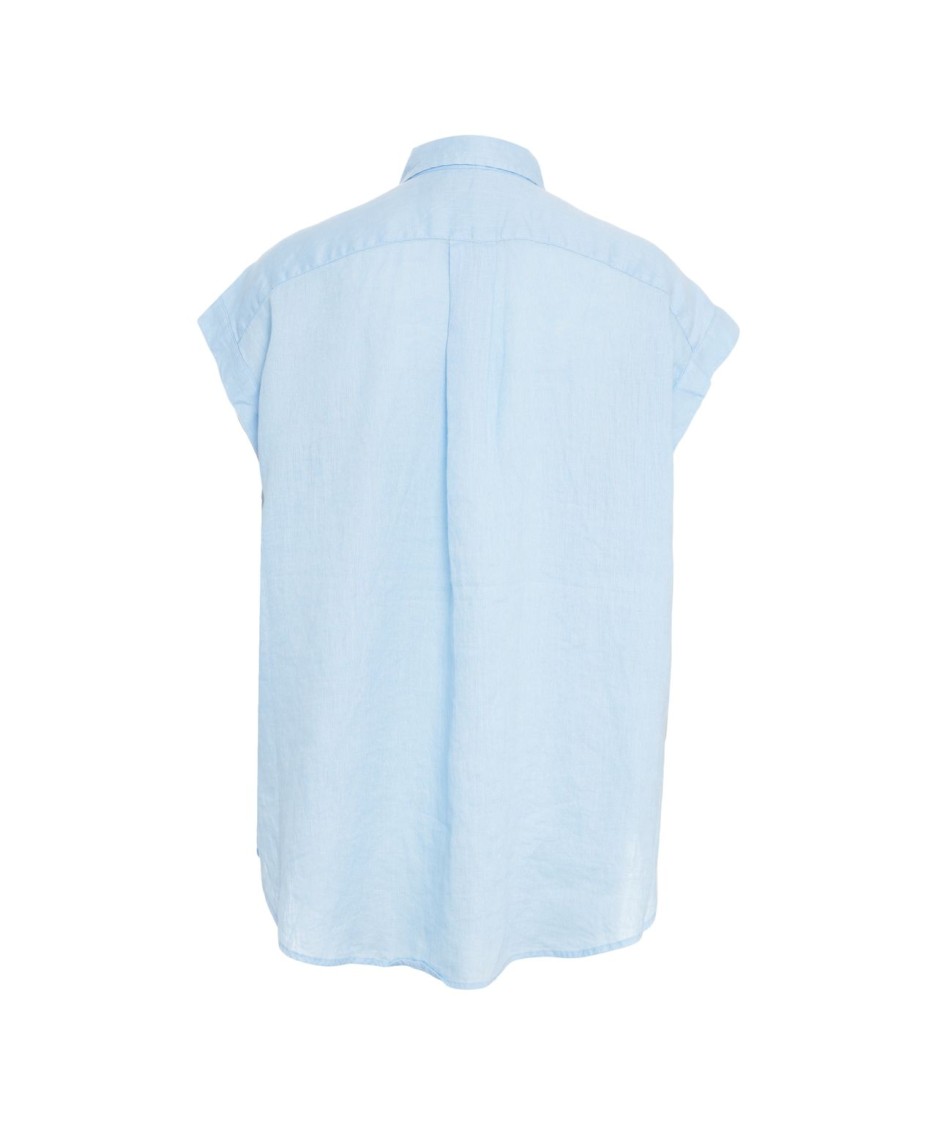 Shop Polo Ralph Lauren Linen Popover Shirt In Blue