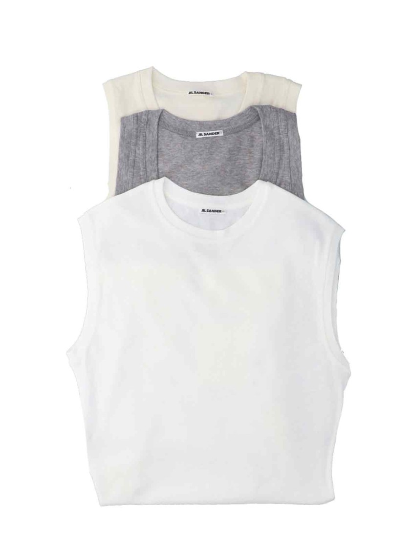 Shop Jil Sander 3-pack Tank Tops – White/beige/grey