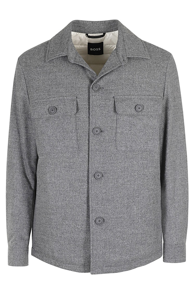 HUGO BOSS BOSS BRUSHED FLANNEL OVERSHIRT WITH QUILTED INTERIOR