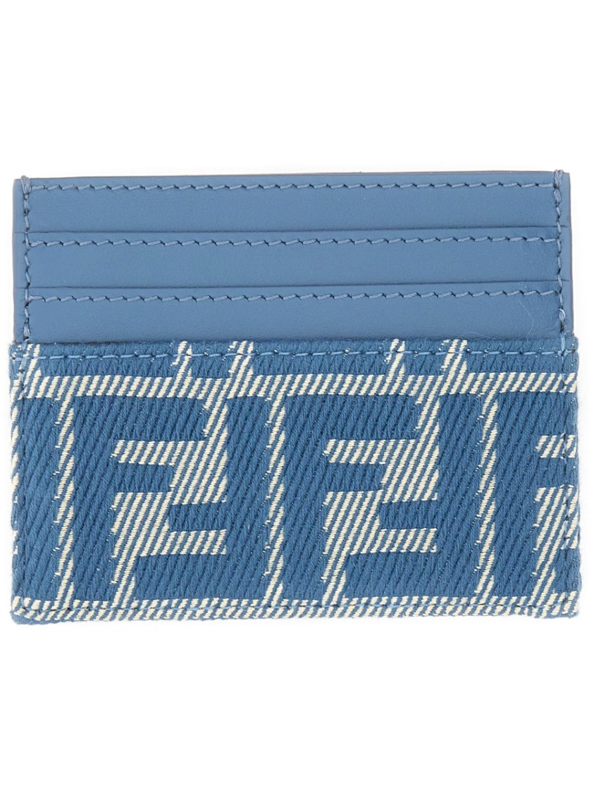 Fendi Blue Denim Cotton Card Holder