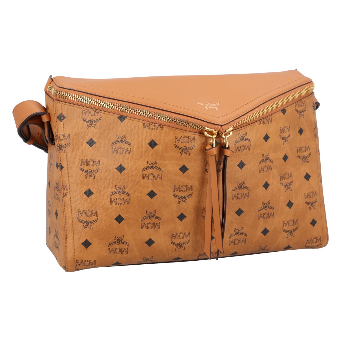 Mcm Diamant 3d Shoulder Bag In Visetos Leather Mix In Brown