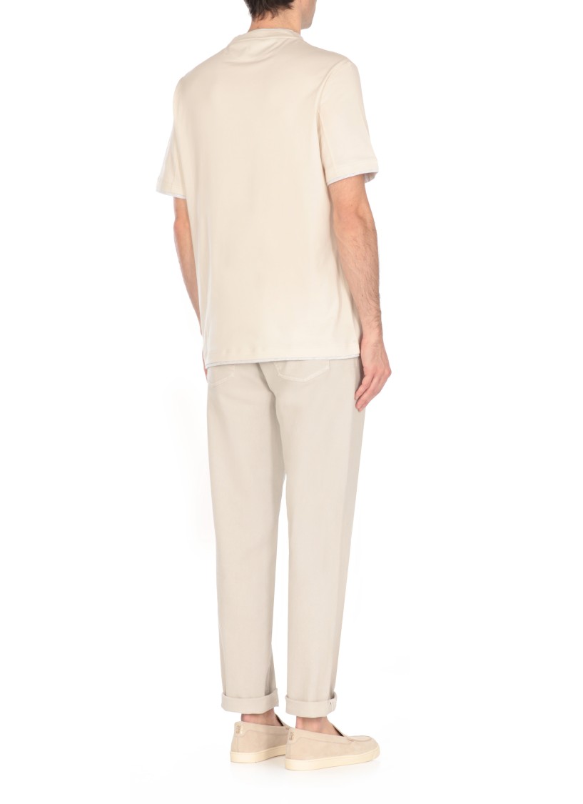 Brunello Cucinelli White Cotton T-shirt In Neutral
