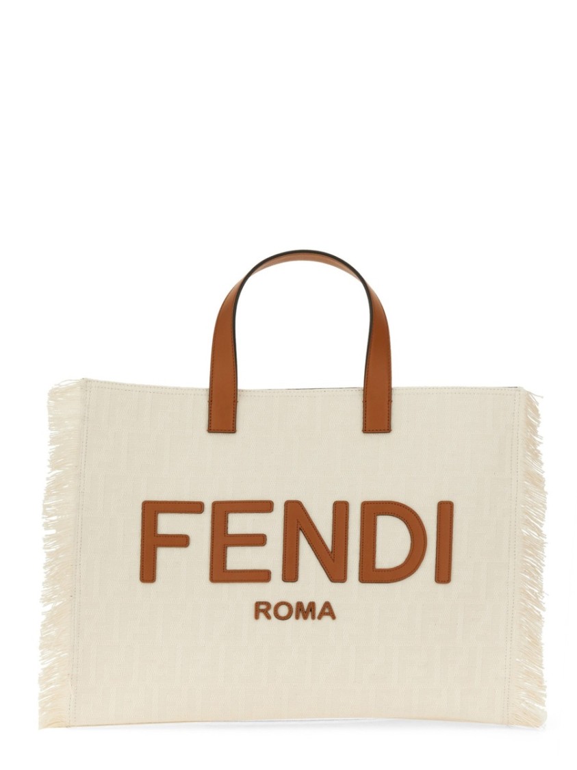 Fendi Textured Jacquard  Bag With Fringed Edge