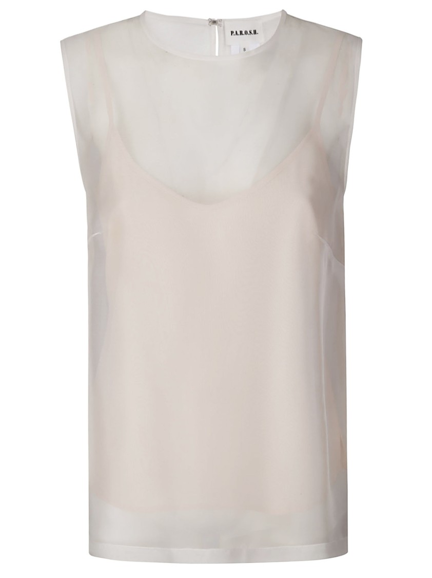 Shop P.a.r.o.s.h . Transparent Silk Shirt With Underlayer In White