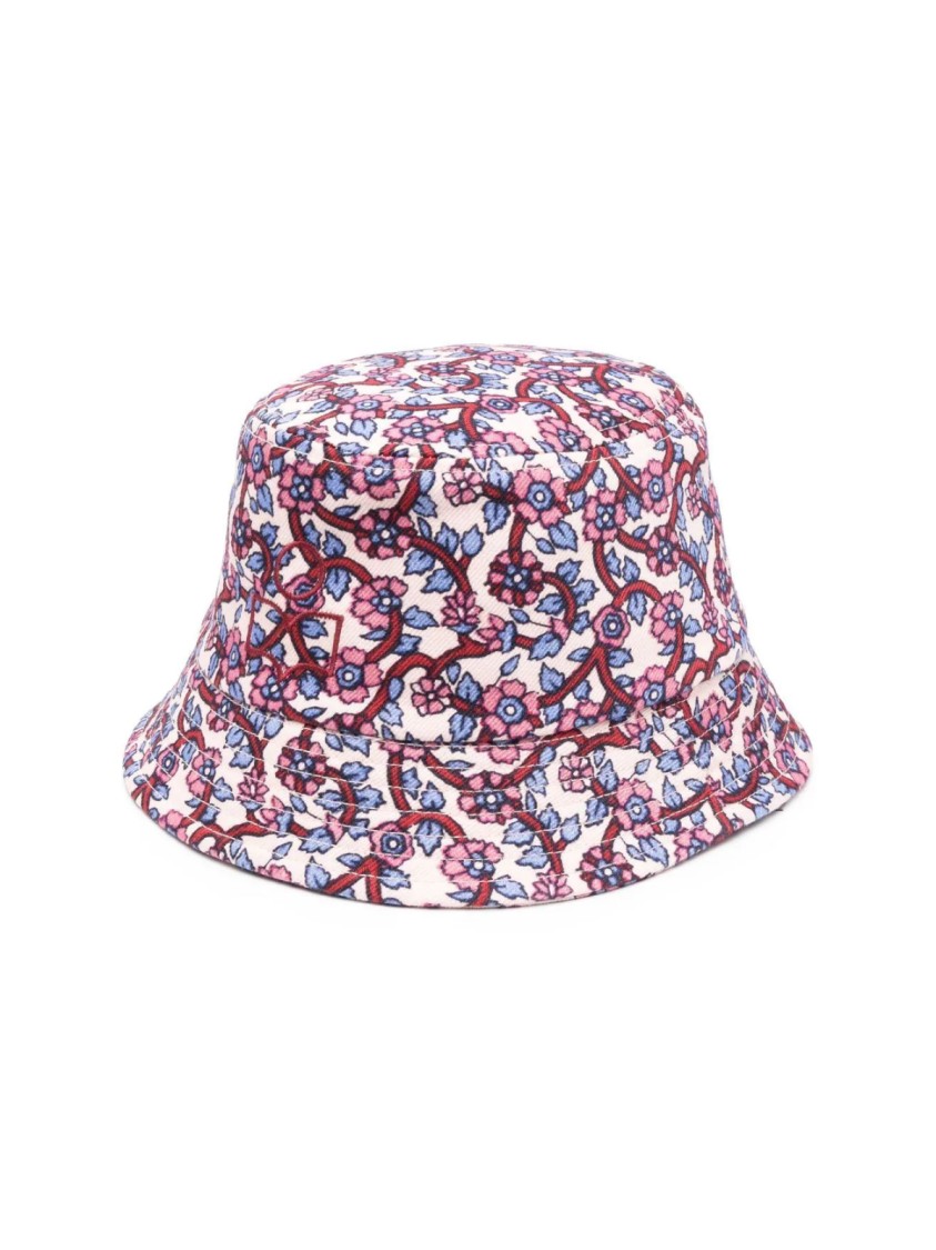 Isabel Marant Haley Floral Print Logo Bucket Hat In Pink