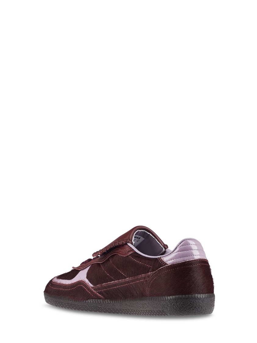 Alohas Soft Burgundy Leather Sneakers With Unique Closure In Black