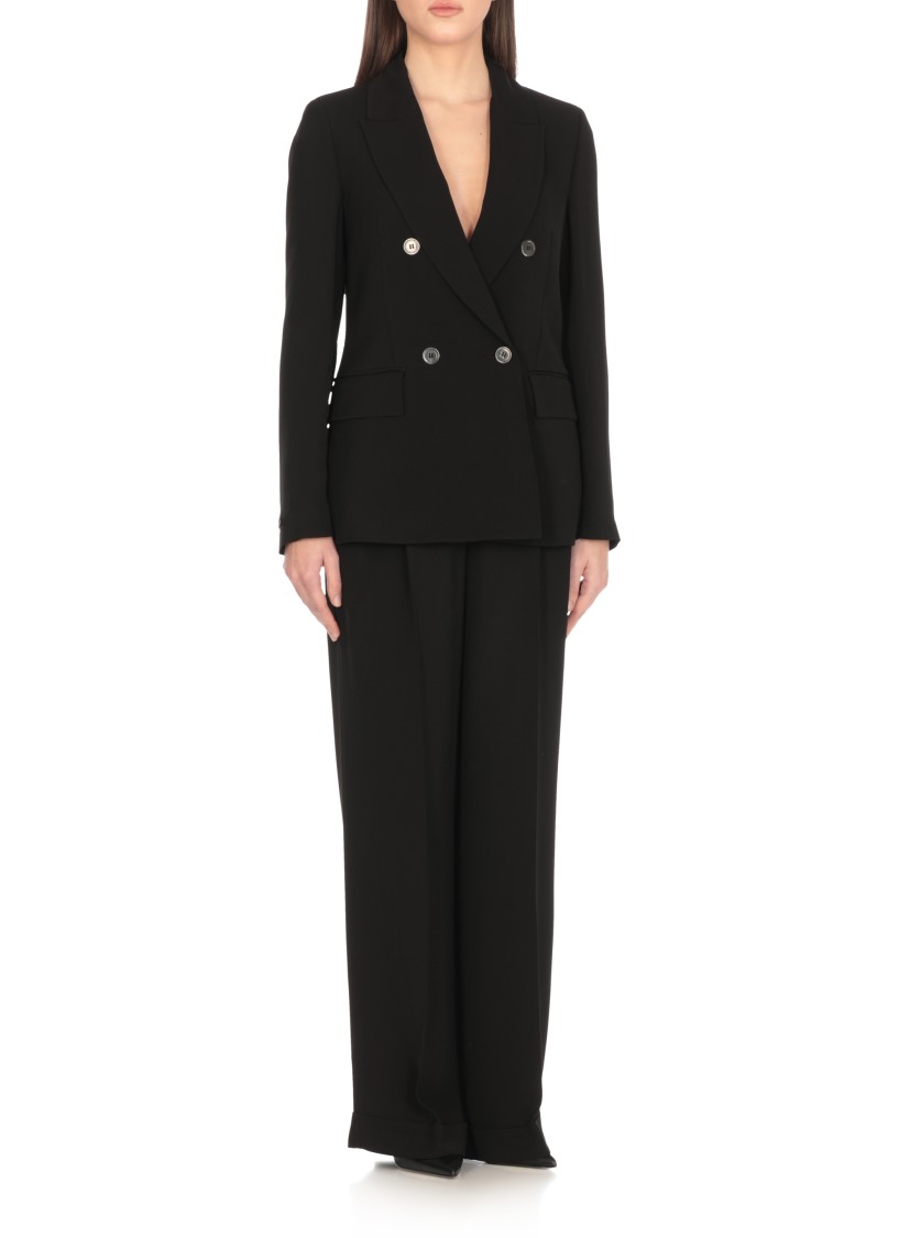 Shop Peserico Black Viscose Double-breasted Blazer