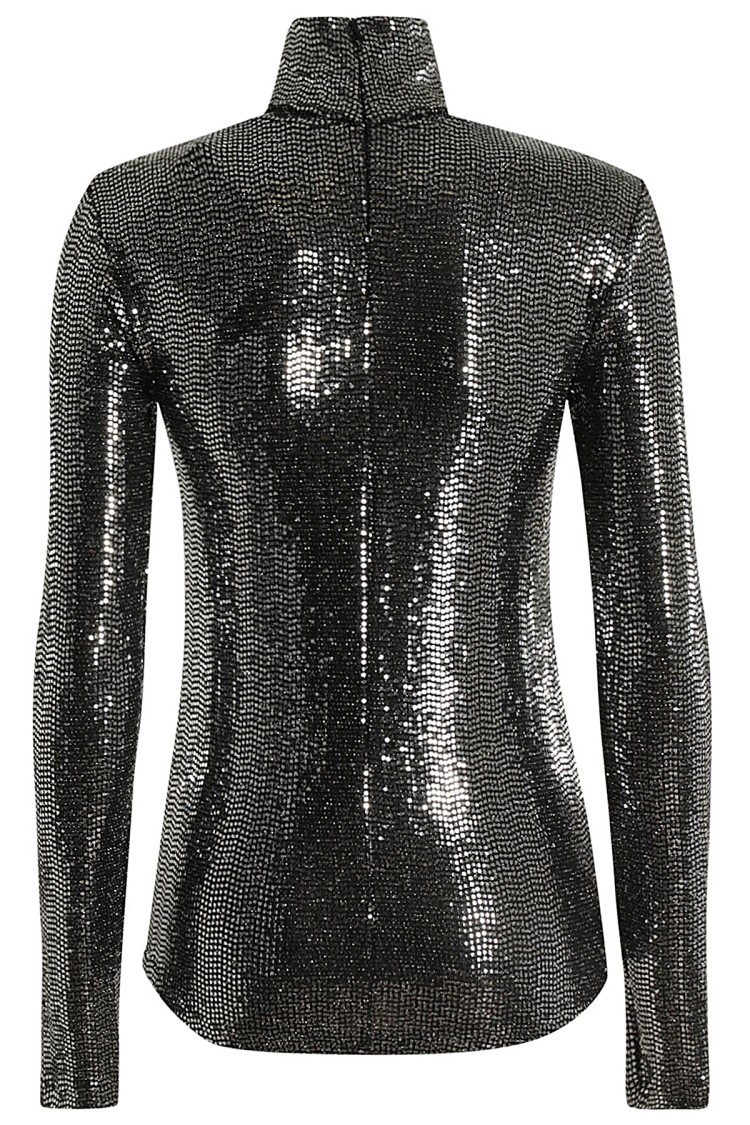 Isabel Marant Joyela Shiny Jersey Turtleneck In Black
