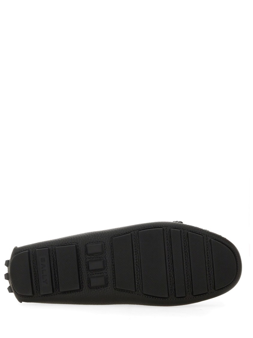 Bally Textured Leather Driver Loafers With Contrast Stripe