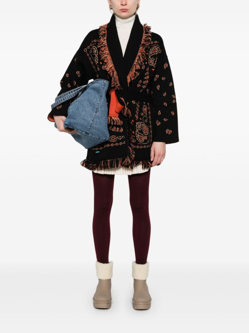 Alanui Intricately Patterned Black Cashmere Sweater In Multi