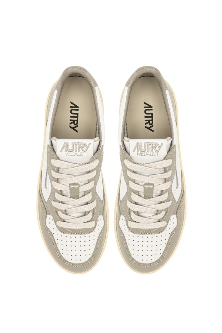 Autry Platform Low Lea Pat Wht Pltaupe Sneakers In White