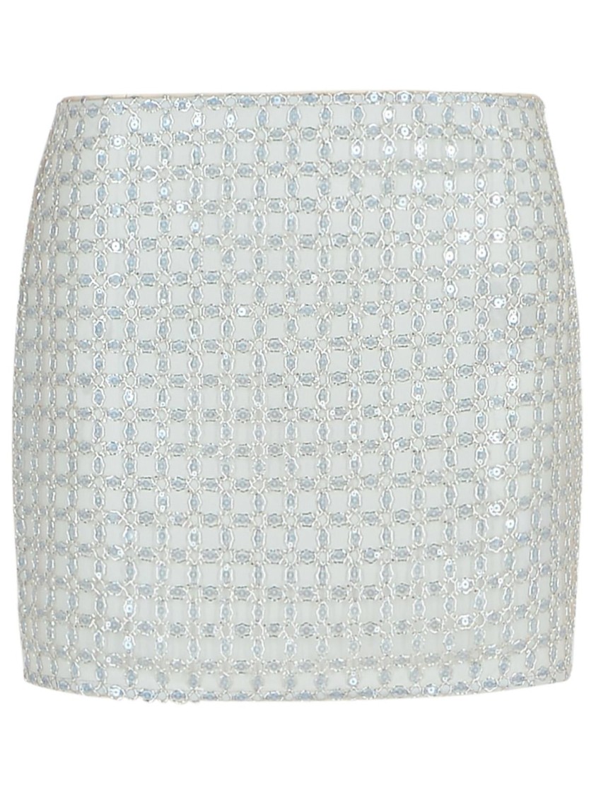 Rotate Birger Christensen Rotate Beaded' Beige Polyester Miniskirt In Neutrals