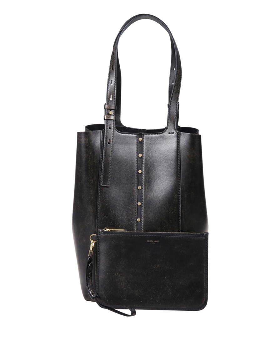 Golden Goose Structured Vintage Tote Bag With Decorative Studs In Black