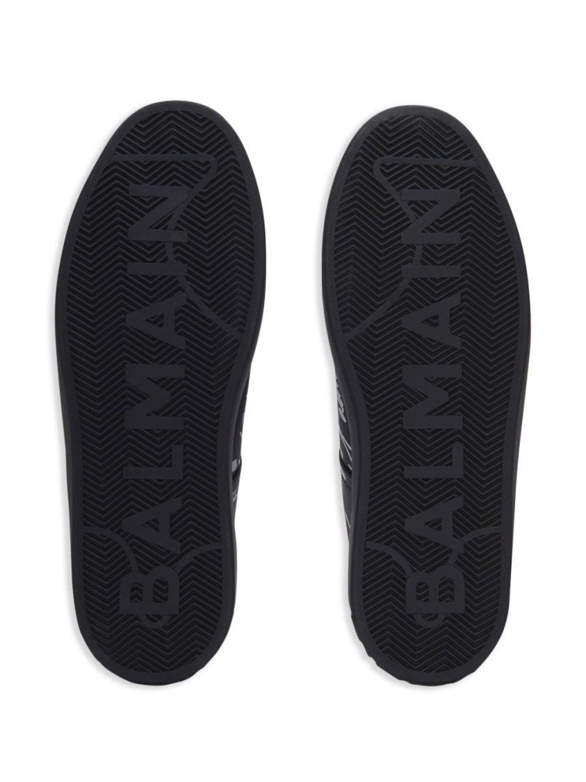 Balmain Calfskin B-court Printed Sneakers In Black