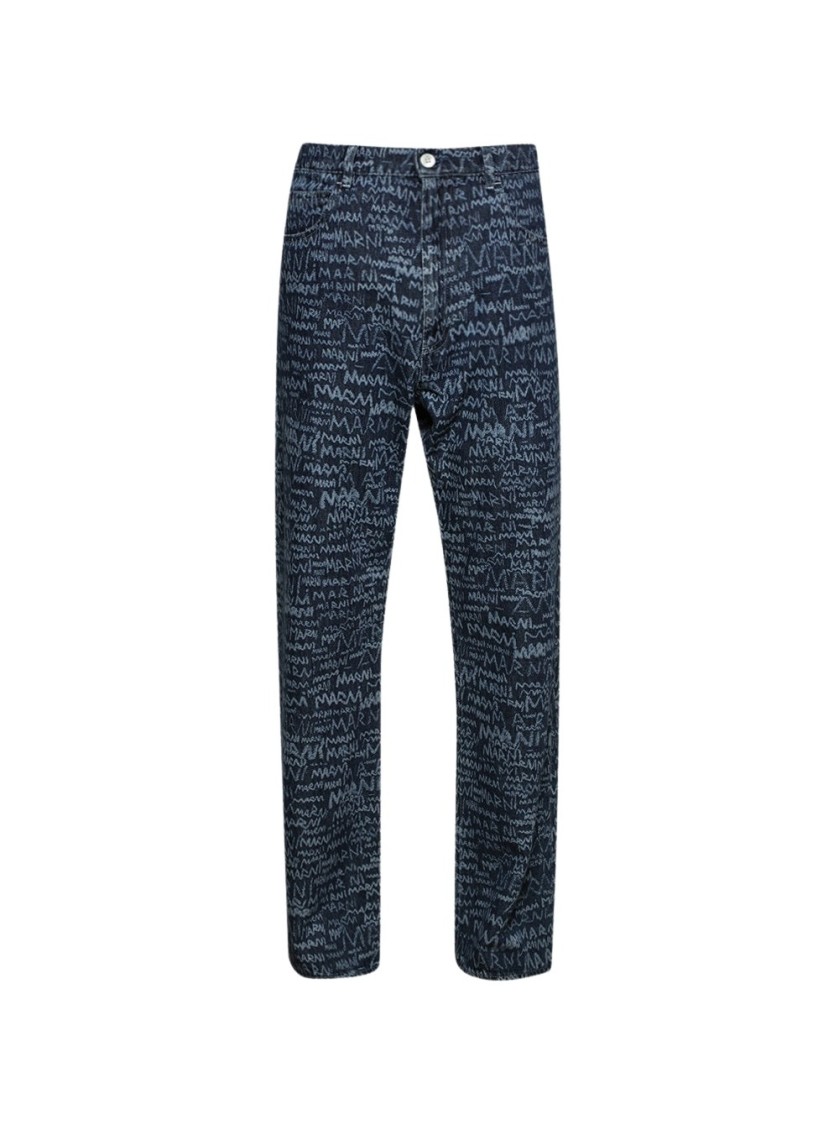 MARNI MARNI RELAXED FIT JEANS WITH UNIQUE ALL-OVER PRINT